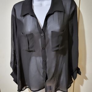 Sans Souci size small Black sheer shirt